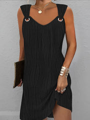 Hollow Split-Joint Sleeveless U-Neck Mini Dresses