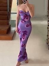 Flower Printed Tube Wrap Maxi Dresses
