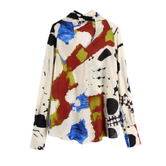 Flaxmaker Printed Shirt and Bowknot Belt Pants