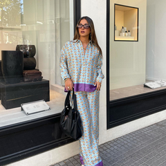 Casual Printed Two Piece Shirt and Pants Set Flaxmaker