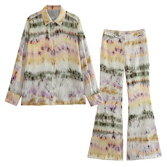 Ombre Printed casual Shirt and Pants Set Flaxmaker