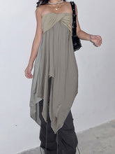 Irregular Cross Pleated Two-Way Tube Dress