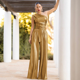 One Shoulder Sleeveless Loose Jumpsuit