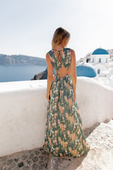 Spring Summer Female Bohemian Floral Beach Dress