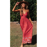 Summer V Neck Floral Print Bohemia Long Dress