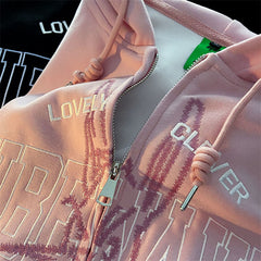 Retro Letter Embroidery Hoodie