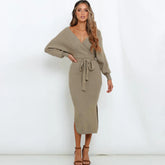 Autumn Winter New Slim fit Elegant Bodycon Vestidos Y2K Midi Dresses