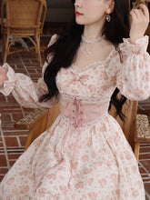Elegant Sweet Lace Print Princess Floral Dress