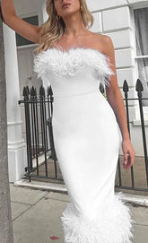 Pencil Off Shoulder Elegant Birthday Club Midi Dresses