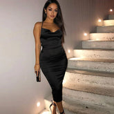 Maxi Puss Nightclub Satin Elegant Casual Midi Dresses