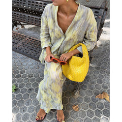 Ombre Printed casual Shirt and Pants Set