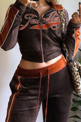 Letter embroidery street style suit