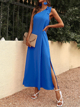 One Shoulder Chiffon Midi Dress