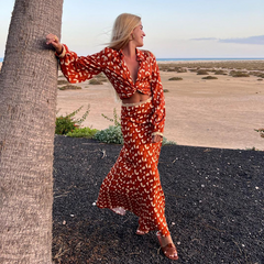 Autumn Fashion Retro Printed Kink Two Piece Set