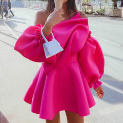 Ruffle Puff sleeve 3D Flower Dress