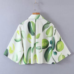 Flaxmaker Short Sleeve Leaves Printed Shirt and Bottom