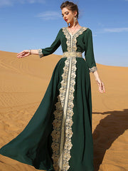 Vintage A-Line Long Sleeves Embroidered Dress
