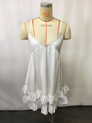 Lacy Patchwork Sleeveless Spaghetti-Neck Mini Dresses