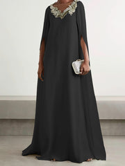 Embroidered V-neck Maxi Dresses