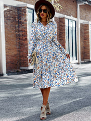 Bohemia Long Sleeves Floral Printed V-Neck Dress