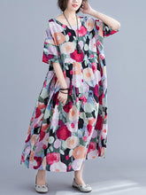 Original Floral Round-Neck Dresses