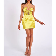 Halter 3D Flower Mini Dress