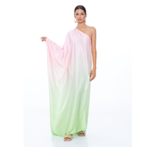 Flaxmaker Oblique Shoulder Color Block Beach Vacation Big Dress