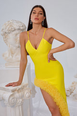 V Neck Irregularity Lace Sling Bandage Dress