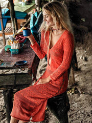 Hollow Sexy Knitting Beach Midi Dresses