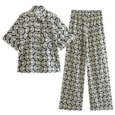 Retro Printed Shirt and Pants Set Flaxmaker