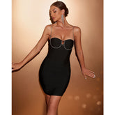 Diamond Strap Mini Bodycon Dress Flaxmaker