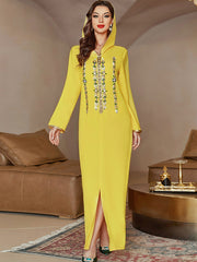 Casual Loose Sequined Solid Color Hooded Dress