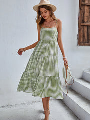 Bohemia A-Line Sleeveless Plaid Dress