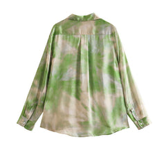 Casual Green Ombre Printed Shirt and Pants Set Flaxmaker