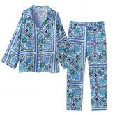 Graphic Printed Blue Shirt and Pants Set