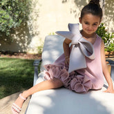 Kid Bow Sleeveless Lace Dress