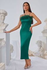 Bandeau Feather Green Dress