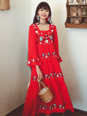 Flare Sleeves Midi Dress