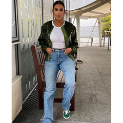 Round Neck Sequins Jacket