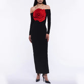 Bandeau Long-sleeved 3D Flower Dress