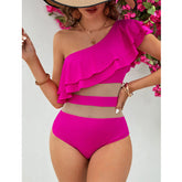 One Shoulder Cut Out One Piece Swimsuit Flaxmaker