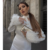 V NeckCut Out Lace Up Blouse Skirt Two Piece Set