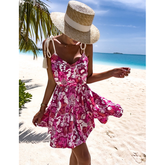 Halter V Neck Blossom Printed Mini Dress