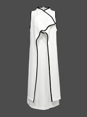 Solid Color False Two Sleeveless Midi Dresses