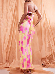 Flower Printed Tube Wrap Maxi Dresses