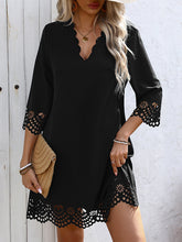 Hollow Solid Color A-Line Loose V-Neck Mini Dresses