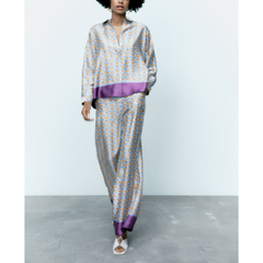 Casual Printed Two Piece Shirt and Pants Set Flaxmaker