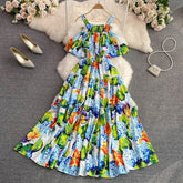 Printed Off Shoulder Maxi Dress Flaxmaker