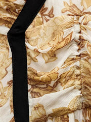 Floral Printed Sleevless Spaghetti-Neck Elegant Wrap Maxi Dresses