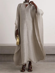 Batwing Sleeves Loose Solid Color Stand Collar Maxi Dresses